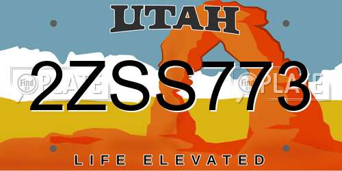 2ZSS773 Utah License Plate