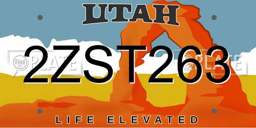 2ZST263 Utah License Plate