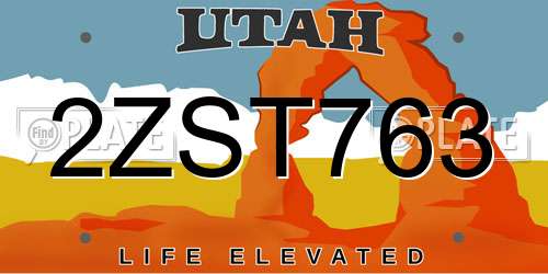2ZST763 Utah License Plate