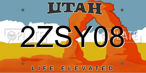 2ZSY08 Utah License Plate