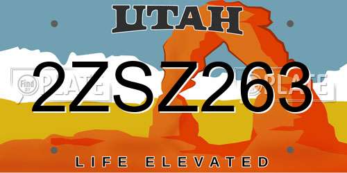 2ZSZ263 Utah License Plate