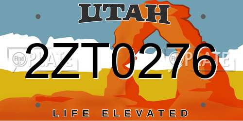 2ZT0276 Utah License Plate