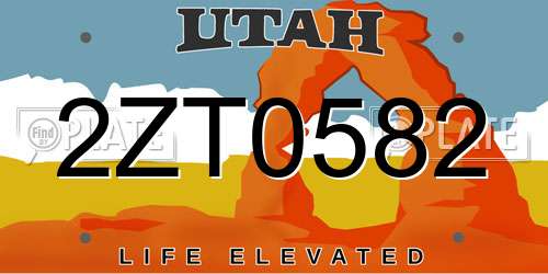 2ZT0582 Utah License Plate