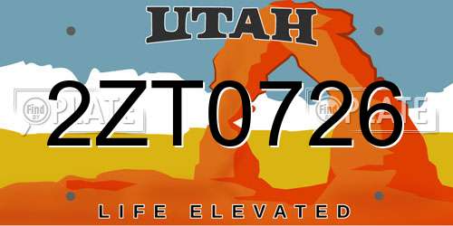 2ZT0726 Utah License Plate