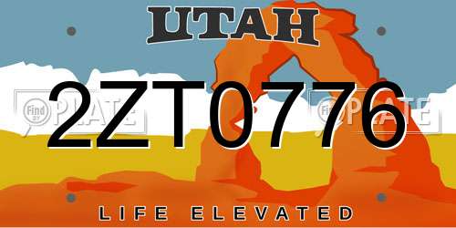 2ZT0776 Utah License Plate