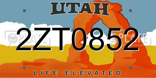 2ZT0852 Utah License Plate