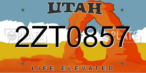 2ZT0857 Utah License Plate