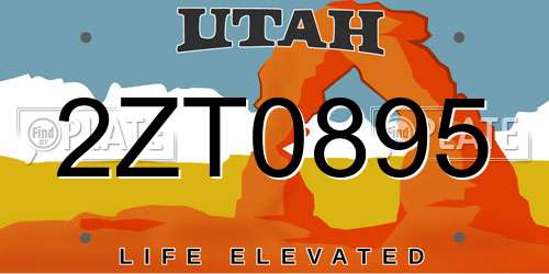 2ZT0895 Utah License Plate