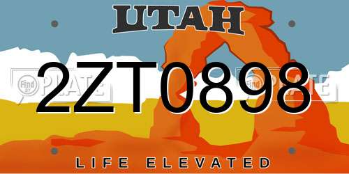 2ZT0898 Utah License Plate