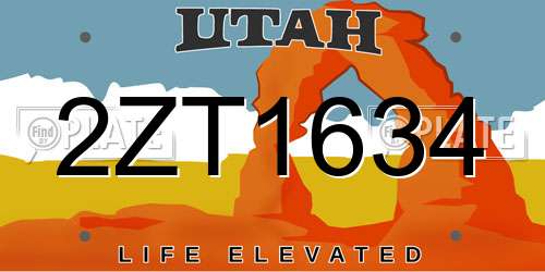 2ZT1634 Utah License Plate