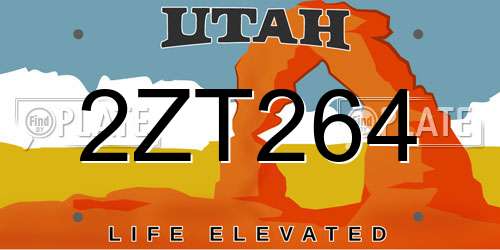 2ZT264 Utah License Plate