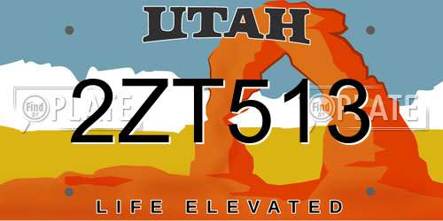 2ZT513 Utah License Plate