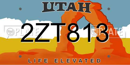 2ZT813 Utah License Plate