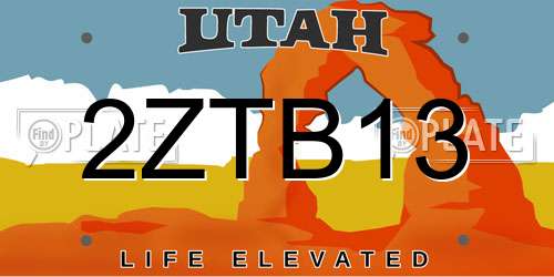 2ZTB13 Utah License Plate