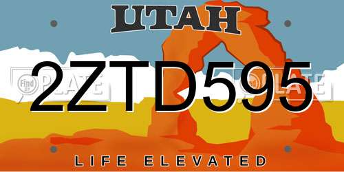 2ZTD595 Utah License Plate