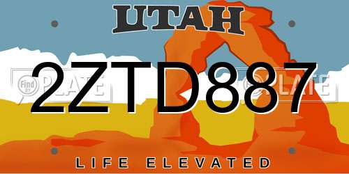 2ZTD887 Utah License Plate