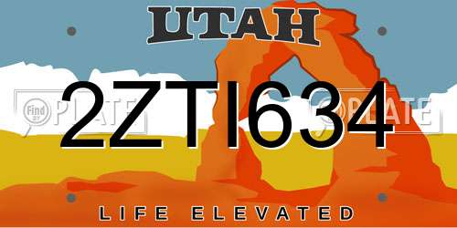 2ZTI634 Utah License Plate