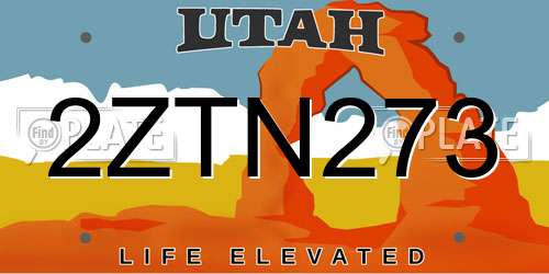 2ZTN273 Utah License Plate