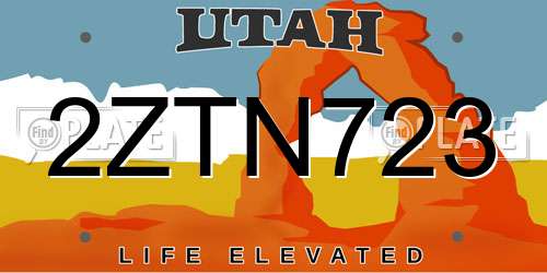 2ZTN723 Utah License Plate