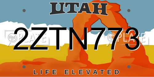 2ZTN773 Utah License Plate