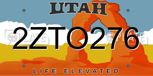 2ZTO276 Utah License Plate