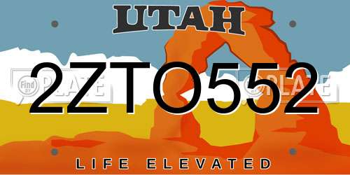 2ZTO552 Utah License Plate