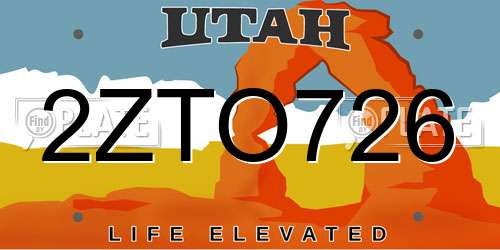 2ZTO726 Utah License Plate