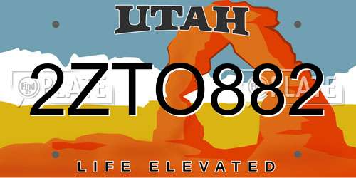 2ZTO882 Utah License Plate