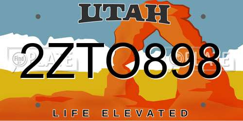 2ZTO898 Utah License Plate