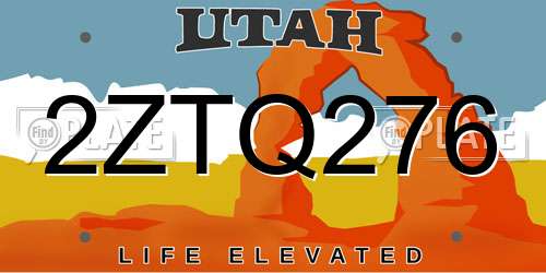 2ZTQ276 Utah License Plate