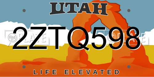 2ZTQ598 Utah License Plate