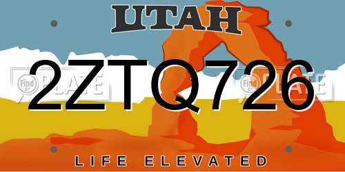 2ZTQ726 Utah License Plate