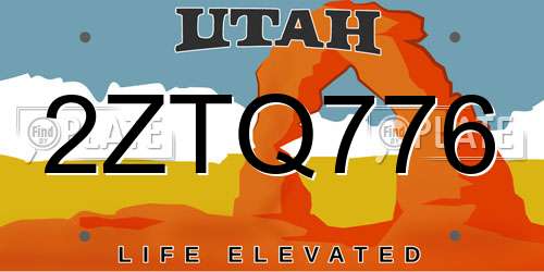 2ZTQ776 Utah License Plate