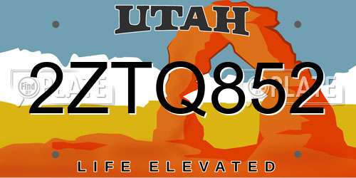 2ZTQ852 Utah License Plate