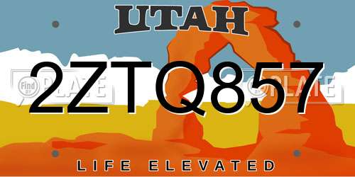 2ZTQ857 Utah License Plate