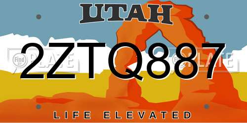 2ZTQ887 Utah License Plate