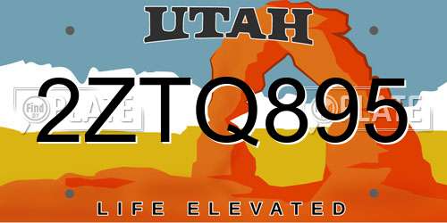 2ZTQ895 Utah License Plate