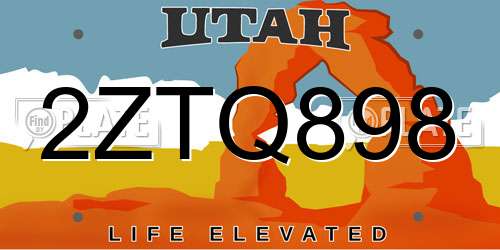 2ZTQ898 Utah License Plate