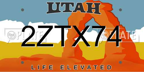 2ZTX74 Utah License Plate