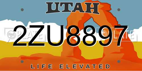 2ZU8897 Utah License Plate