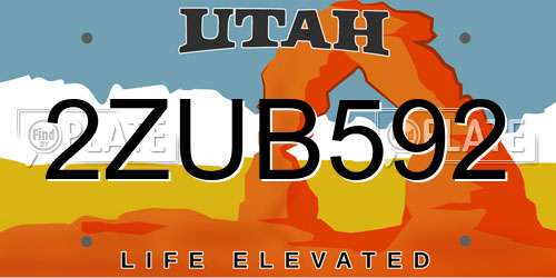 2ZUB592 Utah License Plate