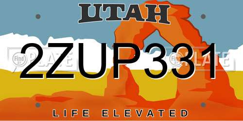 2ZUP331 Utah License Plate