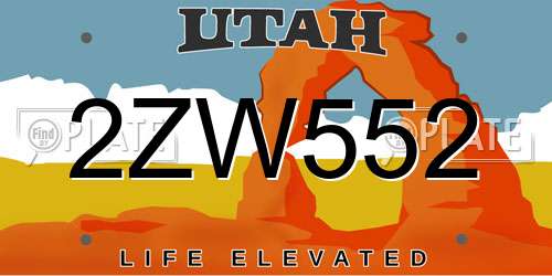2ZW552 Utah License Plate