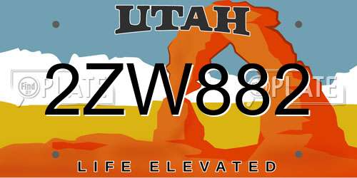 2ZW882 Utah License Plate