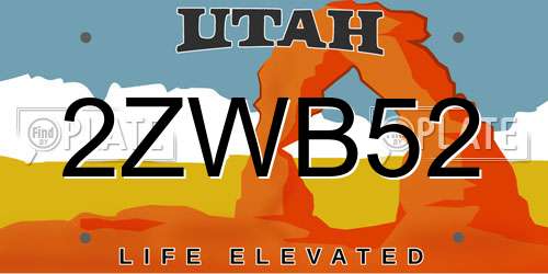 2ZWB52 Utah License Plate