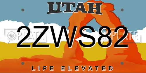 2ZWS82 Utah License Plate
