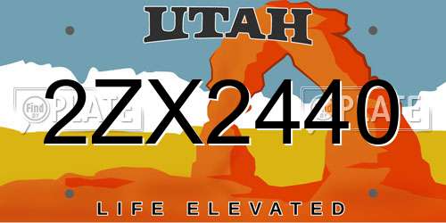 2ZX2440 Utah License Plate