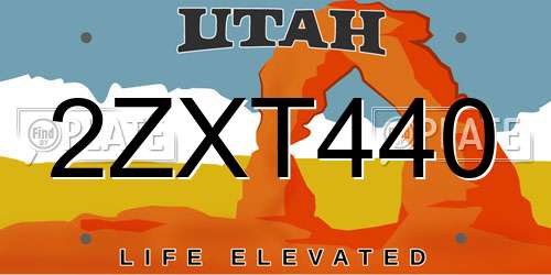 2ZXT440 Utah License Plate