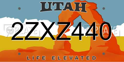 2ZXZ440 Utah License Plate