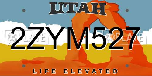 2ZYM527 Utah License Plate